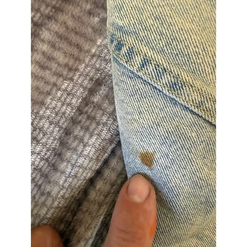 Levi's Custom Rhinestone Studded Denim Trucker Jacket Light Wash Multi Pattern L